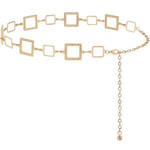 8664 Chain Belts For Women Fashion Metal Waist Square Chunky